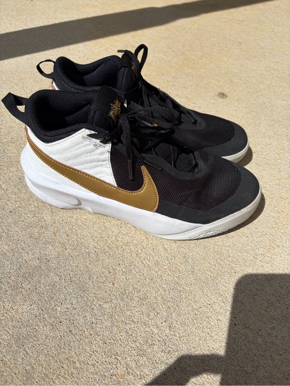 Nike Boys Black/White/Gold Basketball Sneakers